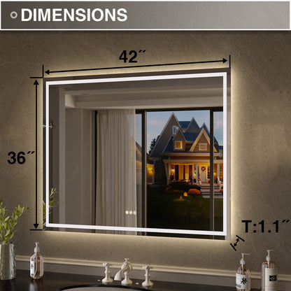 Flicker Rectangular Frameless Anti-Fog LED Light Dimmable Wall Bathroom Vanity Mirror in Polished Crystal