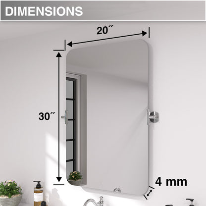 Twirl 20 in. W x 30 in. H Rectangular Frameless Tilt Wall Bathroom Vanity Mirror XYK-2030CR3