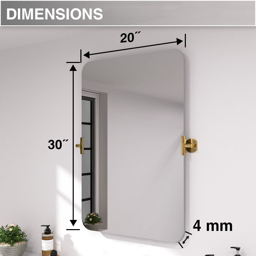 Twirl 20 in. W x 30 in. H Rectangular Frameless Tilt Wall Bathroom Vanity Mirror XYK-2030GD3