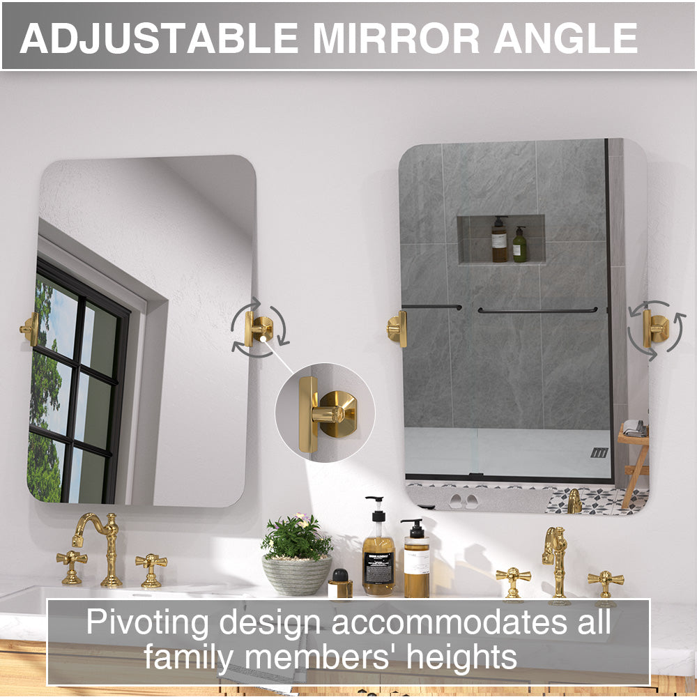 Twirl 20 in. W x 30 in. H Rectangular Frameless Tilt Wall Bathroom Vanity Mirror XYK-2030GD8