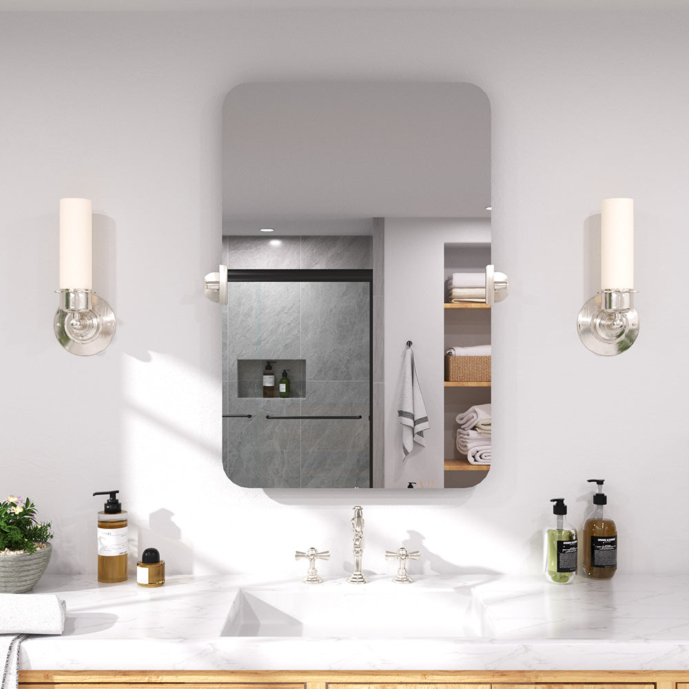 Twirl 20 in. W x 30 in. H Rectangular Frameless Tilt Wall Bathroom Vanity Mirror Brushed Nickel XYK-2030NK1_4202a7fe-fe8f-4a29-852d-fad3499fc749