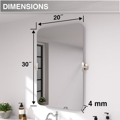 Twirl 20 in. W x 30 in. H Rectangular Frameless Tilt Wall Bathroom Vanity Mirror XYK-2030NK3