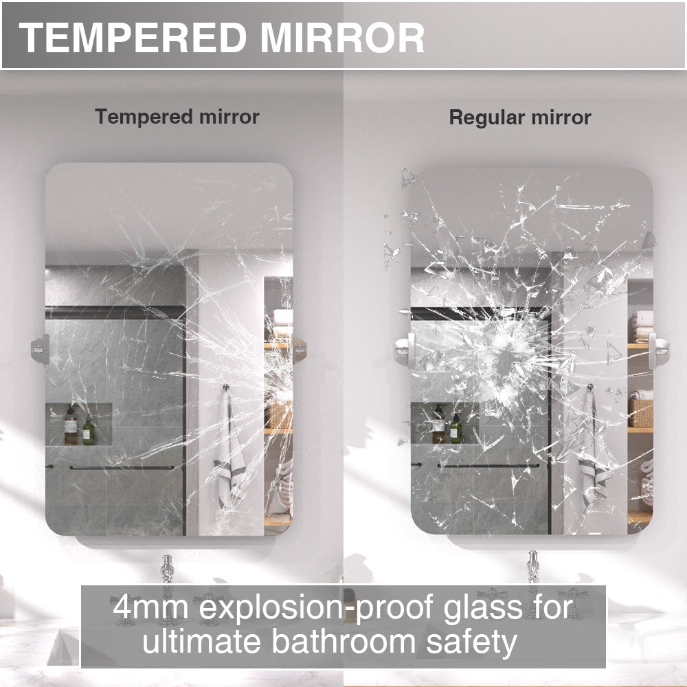Twirl 24 in. W x 36 in. H Rectangular Frameless Tilt Wall Bathroom Vanity Mirror XYK-2436CR10