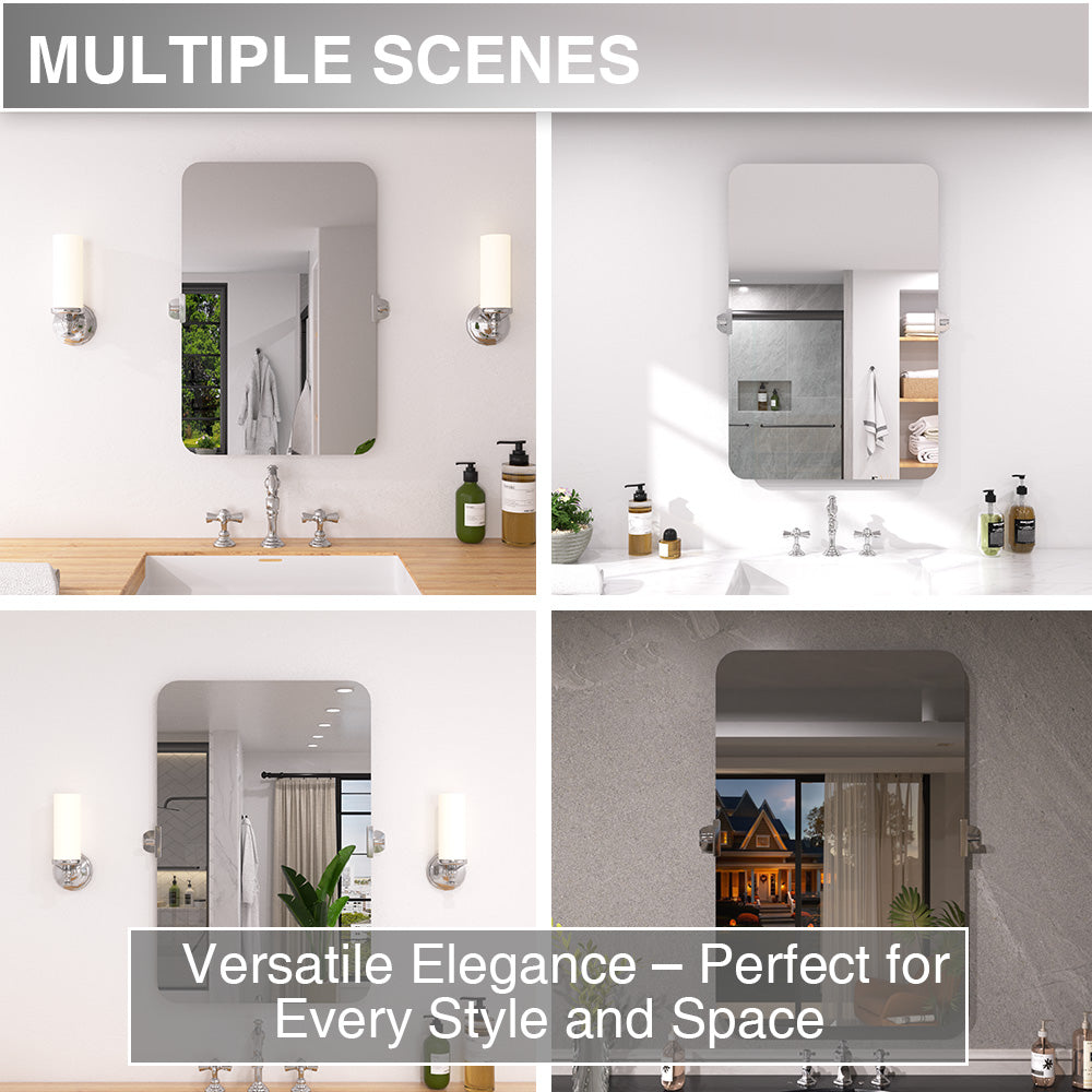 Twirl 24 in. W x 36 in. H Rectangular Frameless Tilt Wall Bathroom Vanity Mirror XYK-2436CR11