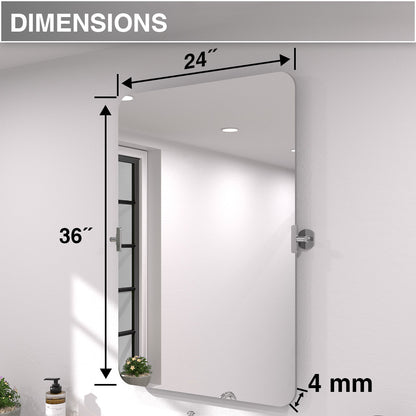 Twirl 24 in. W x 36 in. H Rectangular Frameless Tilt Wall Bathroom Vanity Mirror XYK-2436CR3