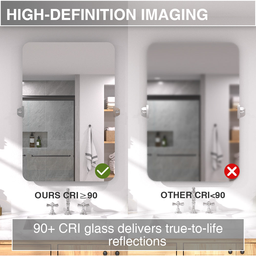 Twirl 24 in. W x 36 in. H Rectangular Frameless Tilt Wall Bathroom Vanity Mirror XYK-2436CR6