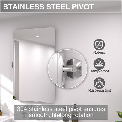 Twirl 24 in. W x 36 in. H Rectangular Frameless Tilt Wall Bathroom Vanity Mirror XYK-2436CR9