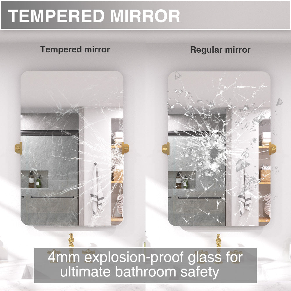 Twirl 24 in. W x 36 in. H Rectangular Frameless Tilt Wall Bathroom Vanity Mirror XYK-2436GD10