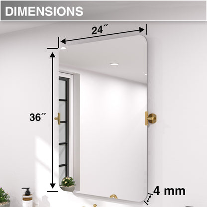 Twirl 24 in. W x 36 in. H Rectangular Frameless Tilt Wall Bathroom Vanity Mirror XYK-2436GD3