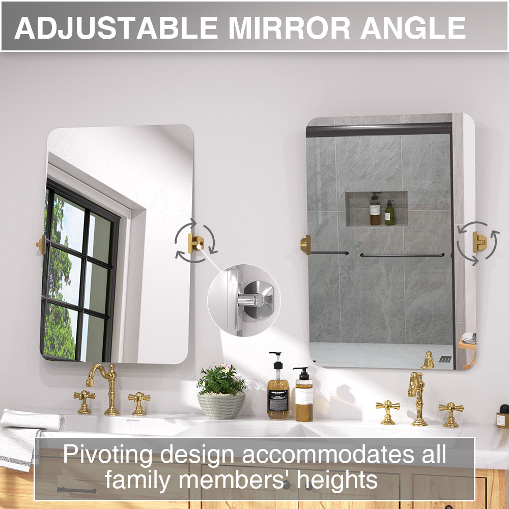 Twirl 24 in. W x 36 in. H Rectangular Frameless Tilt Wall Bathroom Vanity Mirror XYK-2436GD8