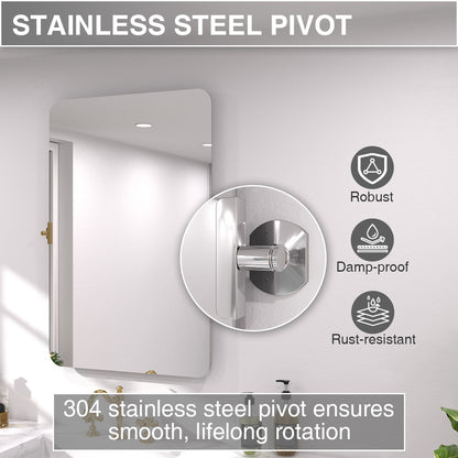 Twirl 24 in. W x 36 in. H Rectangular Frameless Tilt Wall Bathroom Vanity Mirror XYK-2436GD9
