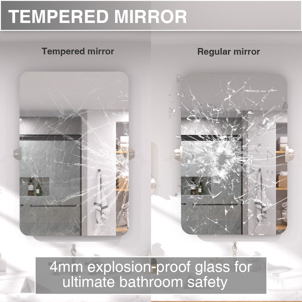 Twirl 24 in. W x 36 in. H Rectangular Frameless Tilt Wall Bathroom Vanity Mirror XYK-2436NK10