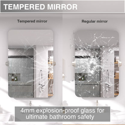 Twirl 24 in. W x 36 in. H Rectangular Frameless Tilt Wall Bathroom Vanity Mirror XYK-2436NK10