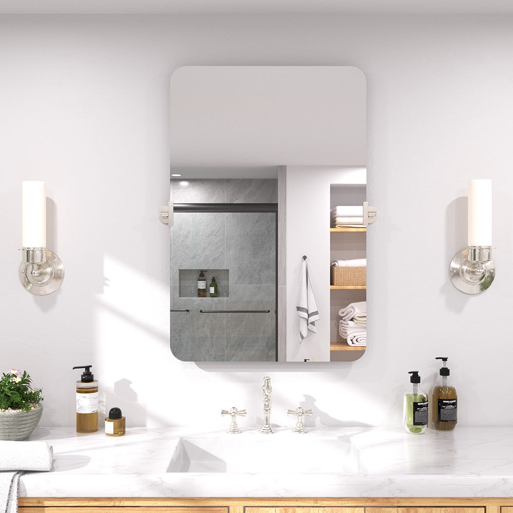 Twirl 24 in. W x 36 in. H Rectangular Frameless Tilt Wall Bathroom Vanity Mirror Brushed Nickel XYK-2436NK1_a8278a4a-85c4-44c2-b9b8-b077dc3ab225
