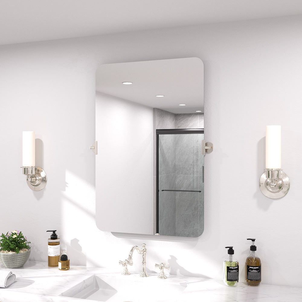 Twirl 24 in. W x 36 in. H Rectangular Frameless Tilt Wall Bathroom Vanity Mirror XYK-2436NK2