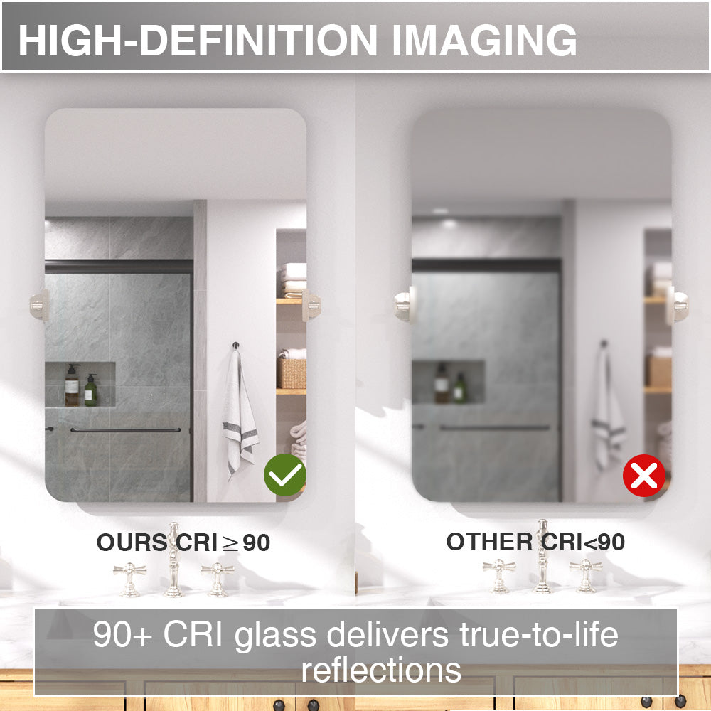 Twirl 24 in. W x 36 in. H Rectangular Frameless Tilt Wall Bathroom Vanity Mirror XYK-2436NK6