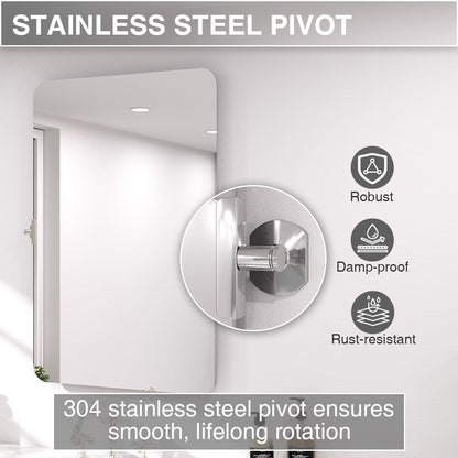 Twirl 24 in. W x 36 in. H Rectangular Frameless Tilt Wall Bathroom Vanity Mirror XYK-2436NK9