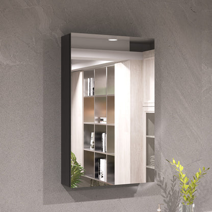 Keen Framless Recessed or Surface-Mount Rectangular Aluminum Medicine Cabinet with Mirror in Matte Black