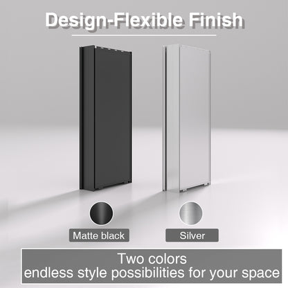 Keen Framless Recessed or Surface-Mount Rectangular Aluminum Medicine Cabinet with Mirror in Matte Black