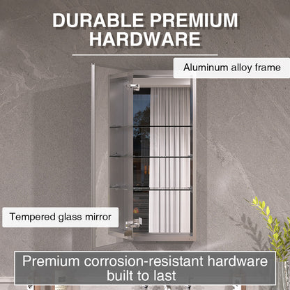 Keen Framless Recessed or Surface-Mount Rectangular Aluminum Medicine Cabinet with Mirror in Silver