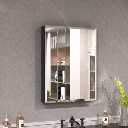 Keen Framless Recessed or Surface-Mount Rectangular Aluminum Medicine Cabinet with Mirror in Matte Black