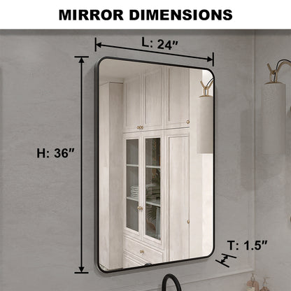 Vista 24 in. W x 36 in. H Rectangular Framed Wall Bathroom Vanity Mirror XYS-2436BL4_9546ef6d-5a0b-4655-90da-519ba8605acb