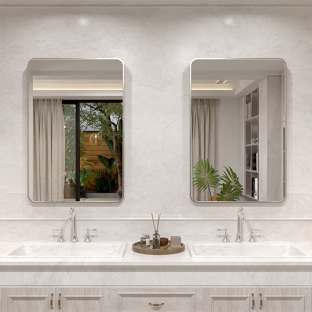 Vista 24 in. W x 36 in. H Rectangular Framed Wall Bathroom Vanity Mirror Brushed Nickel XYS-2436BN2_aa5aede6-7aca-4d62-9876-82b1fe5f134e