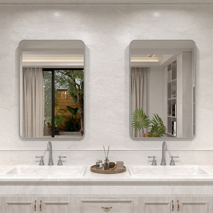 Vista 24 in. W x 36 in. H Rectangular Framed Wall Bathroom Vanity Mirror Gun Grey XYS-2436GY2_b58133d9-e50e-4822-8ae3-c3c672357880