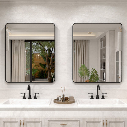 Vista 30 in. W x 36 in. H Rectangular Framed Wall Bathroom Vanity Mirror Matte Black XYS-3036BL2