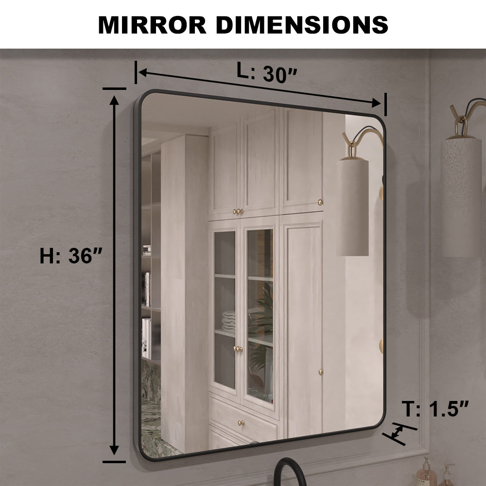 Vista 30 in. W x 36 in. H Rectangular Framed Wall Bathroom Vanity Mirror XYS-3036BL4