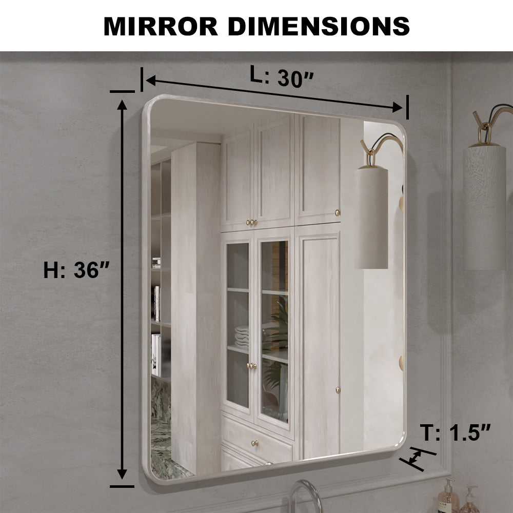 Vista 30 in. W x 36 in. H Rectangular Framed Wall Bathroom Vanity Mirror XYS-3036BN2