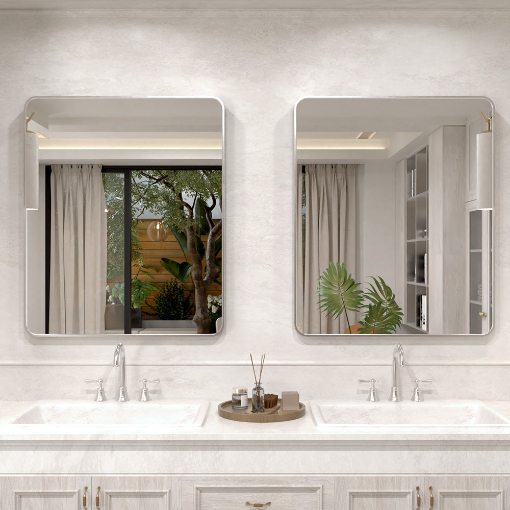 Vista 30 in. W x 36 in. H Rectangular Framed Wall Bathroom Vanity Mirror Brushed Nickel XYS-3036BN6
