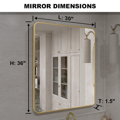 Vista 30 in. W x 36 in. H Rectangular Framed Wall Bathroom Vanity Mirror XYS-3036GD9