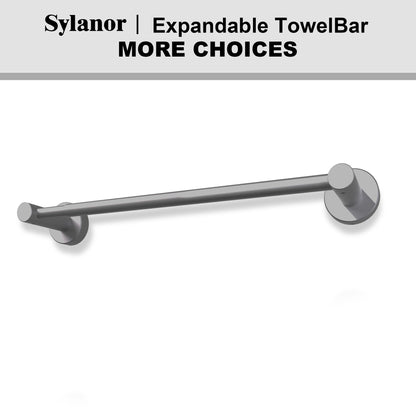 NestPro 16-27 In. Adjustable Expandable Wall Mounted Towel Bar for Bathroom Kitchen Gun Grey XYTB-1627GY1