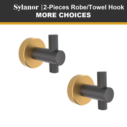 NestPro 2-Pieces Wall Mounted J-Hook Round Bathroom Robe/Towel Hook Black Gold XYTH-02BG1_4618b57c-288a-4f0e-831d-c162cdadeea6