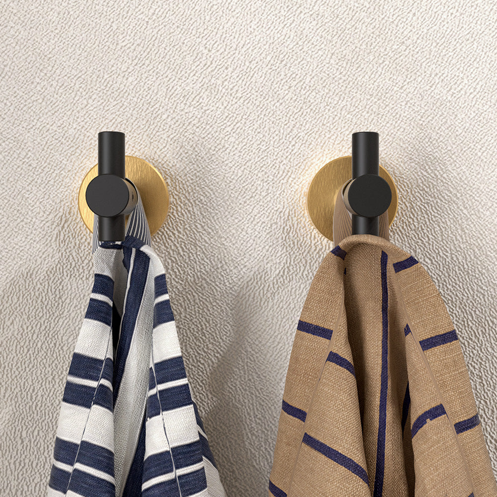 NestPro 2-Pieces Wall Mounted J-Hook Round Bathroom Robe/Towel Hook XYTH-02BG2