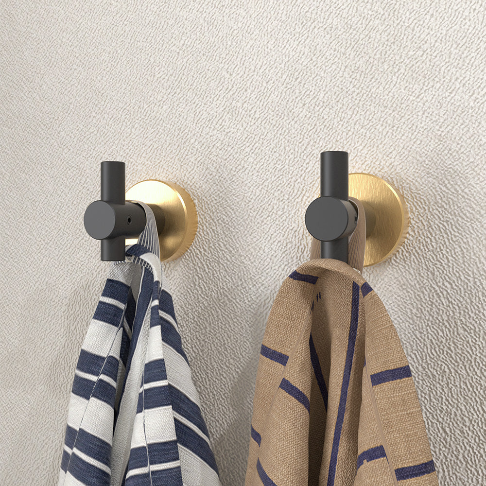NestPro 2-Pieces Wall Mounted J-Hook Round Bathroom Robe/Towel Hook XYTH-02BG3