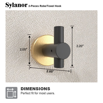 NestPro 2-Pieces Wall Mounted J-Hook Round Bathroom Robe/Towel Hook XYTH-02BG4