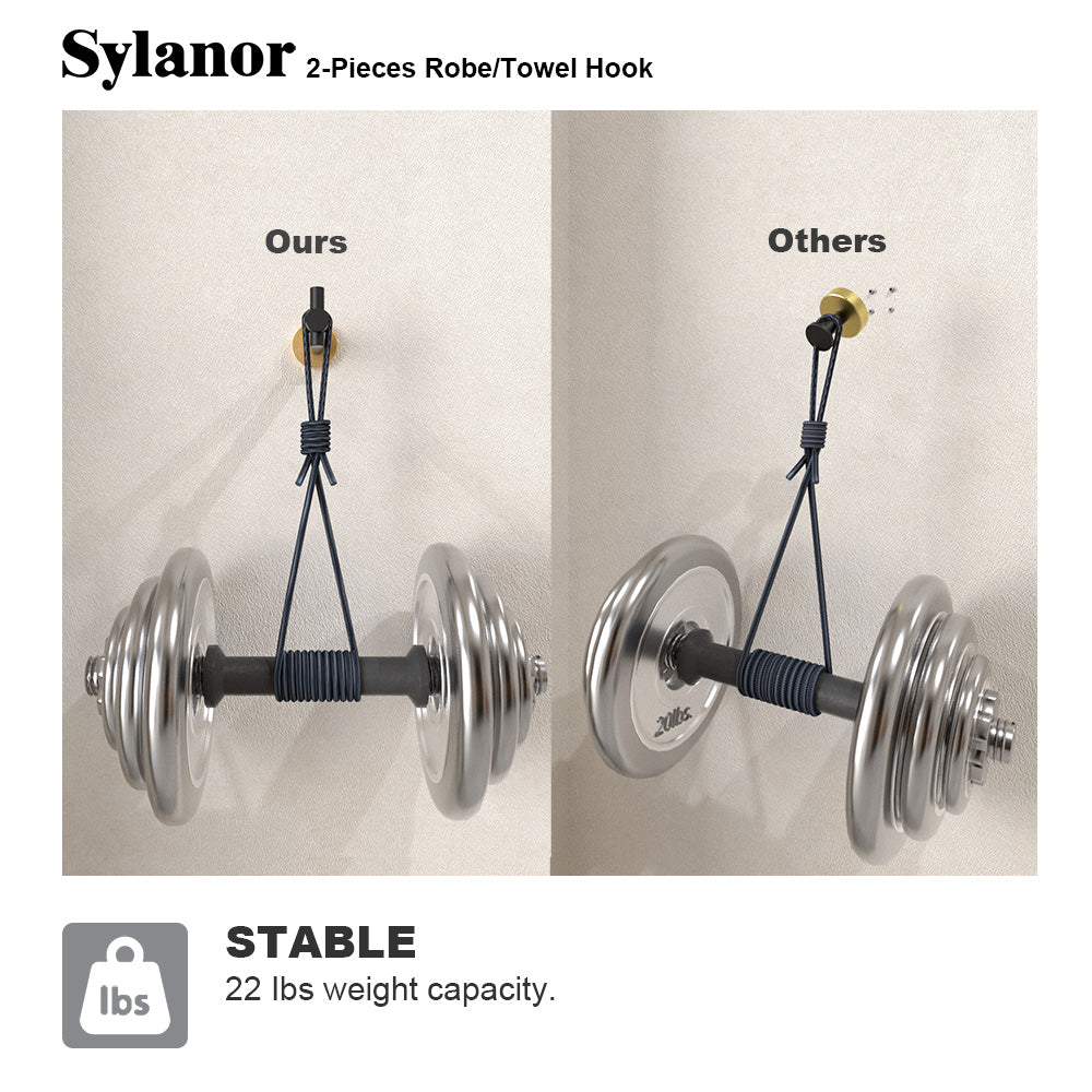 NestPro 2-Pieces Wall Mounted J-Hook Round Bathroom Robe/Towel Hook XYTH-02BG6