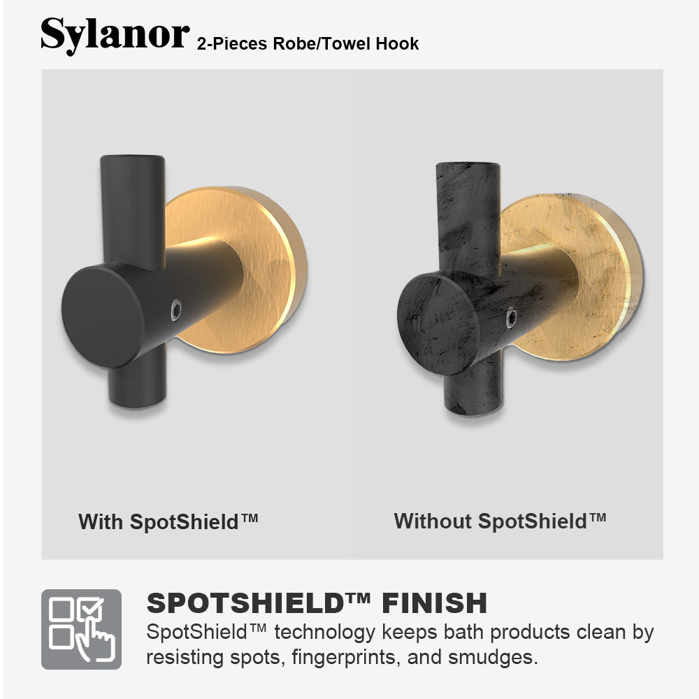 NestPro 2-Pieces Wall Mounted J-Hook Round Bathroom Robe/Towel Hook XYTH-02BG8