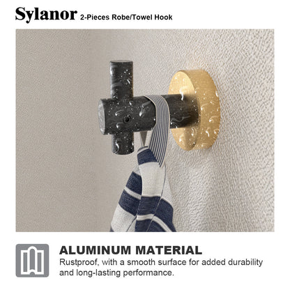 NestPro 2-Pieces Wall Mounted J-Hook Round Bathroom Robe/Towel Hook XYTH-02BG9