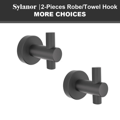 NestPro 2-Pieces Wall Mounted J-Hook Round Bathroom Robe/Towel Hook Matte Black XYTH-02BL1_996f062c-cfc4-4f7c-9bb1-8da111e3a995