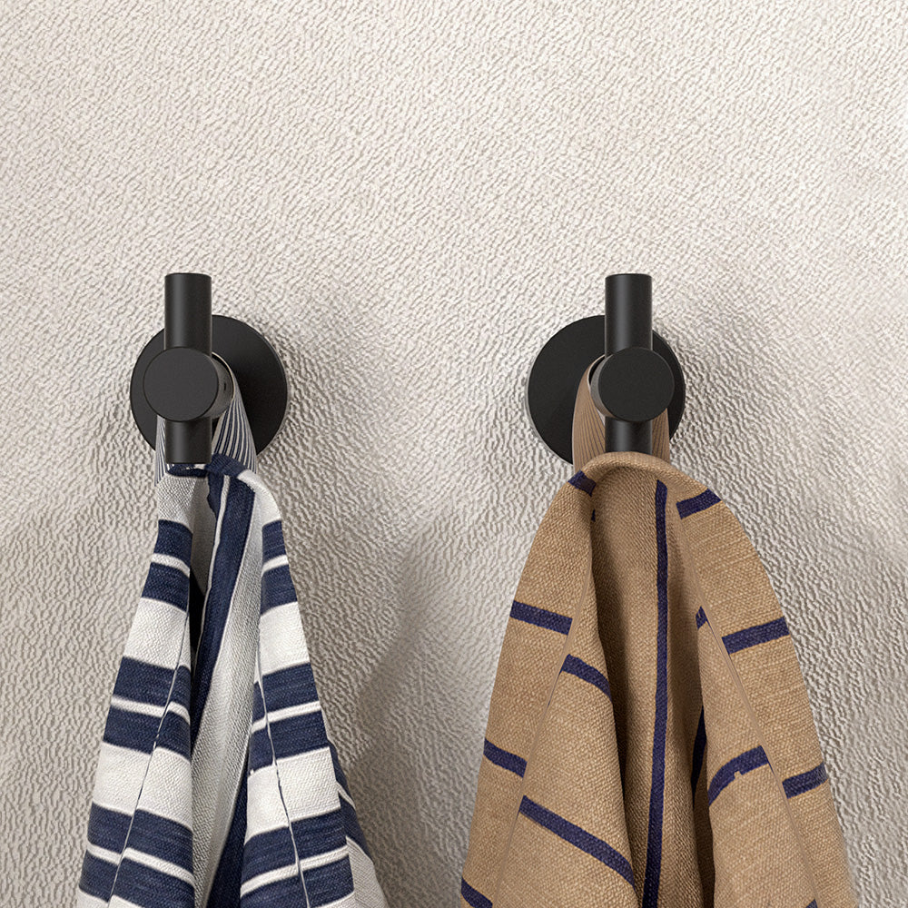 NestPro 2-Pieces Wall Mounted J-Hook Round Bathroom Robe/Towel Hook XYTH-02BL2