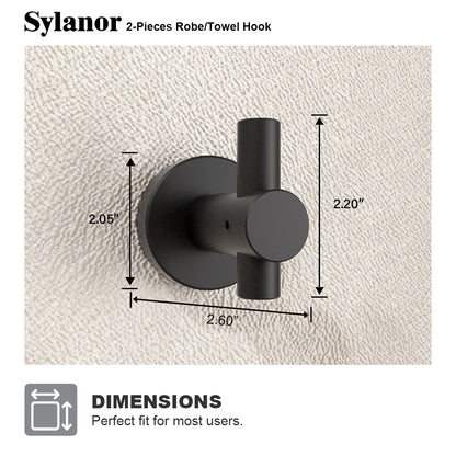 NestPro 2-Pieces Wall Mounted J-Hook Round Bathroom Robe/Towel Hook XYTH-02BL4