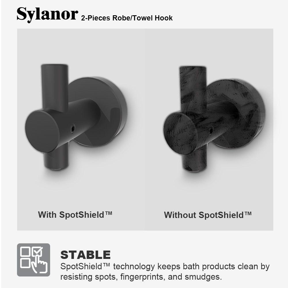 NestPro 2-Pieces Wall Mounted J-Hook Round Bathroom Robe/Towel Hook XYTH-02BL8