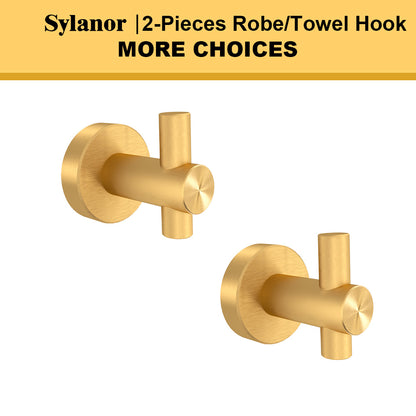 NestPro 2-Pieces Wall Mounted J-Hook Round Bathroom Robe/Towel Hook Gold XYTH-02GD1_033a352a-7ca5-494f-a343-901b9b5106cf