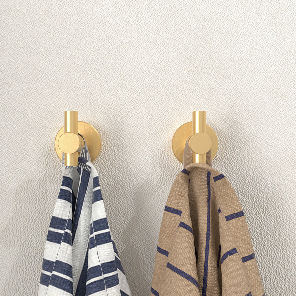 NestPro 2-Pieces Wall Mounted J-Hook Round Bathroom Robe/Towel Hook XYTH-02GD2