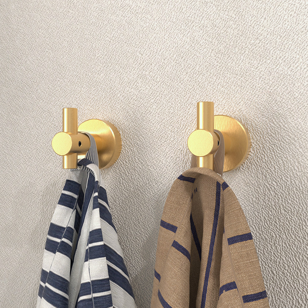 NestPro 2-Pieces Wall Mounted J-Hook Round Bathroom Robe/Towel Hook XYTH-02GD3
