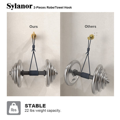 NestPro 2-Pieces Wall Mounted J-Hook Round Bathroom Robe/Towel Hook XYTH-02GD6