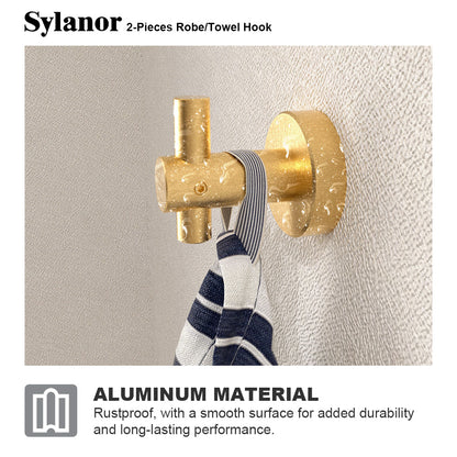 NestPro 2-Pieces Wall Mounted J-Hook Round Bathroom Robe/Towel Hook XYTH-02GD9